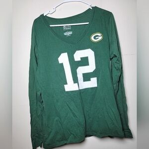 Women's NFL Green Bay Aaron Rogers #12 V-Neck Long Sleeve, Size Large